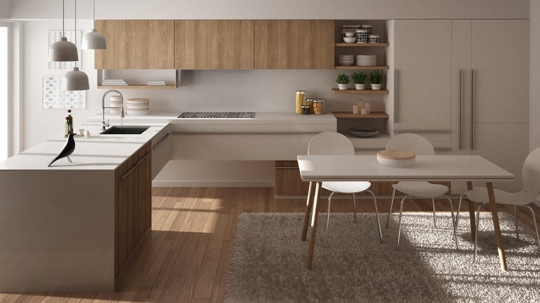 minimalist kitchen and dining