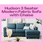 DukeLiving Hudson 3 Seater Fabric Sofa with Chaise