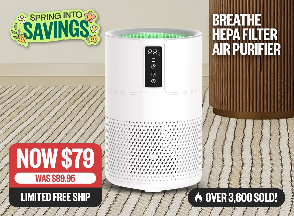 Breathe HEPA Filter Air Purifier - SS: [R] Was $89.95 | Now $79 | Limited Free Ship | Badge: Over 3,600 Sold!