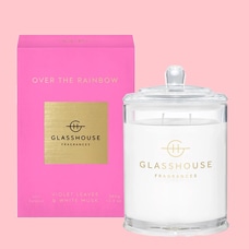 Glasshouse Fragrances 380g Over the Rainbow Violet Leaves & White Musk Triple Scented Candle