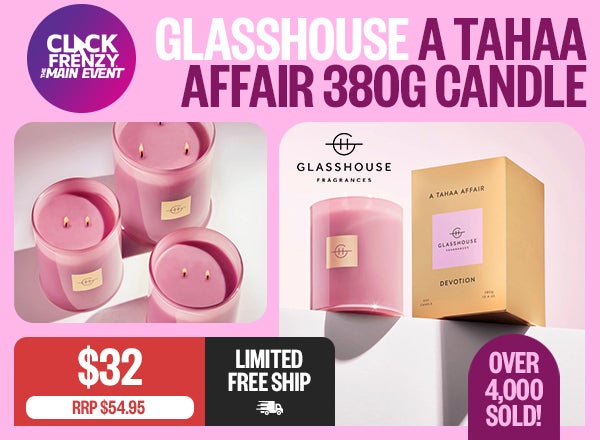 Glasshouse A Tahaa Affair 380G Candle - $32 - RRP $54.95 - Over 4,000 Sold! - Limited Free Ship - Click Frenzy: The Main Event Badge