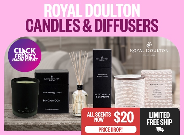 Range | Royal Doulton Candles & Diffusers - CLICK FRENZY: Price Drop! | All Scents Now $20 | Limited Free Ship | Royal Dolton Logo