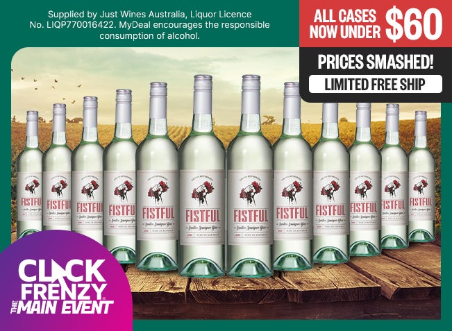 All Cases Now Under $60 - Prices Smashed! - Limited Free Ship - Supplied by Just Wines Australia, Liquor Licence No. LIQP770016422. MyDeal encourages the responsible consumption of alcohol. - Click Frenzy: The Main Event Badge