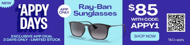 Appy Fridays! App-Exclusive deal for a limited time only: Ray-Ban $85 wihth Code APPY1 - SHOP NOW