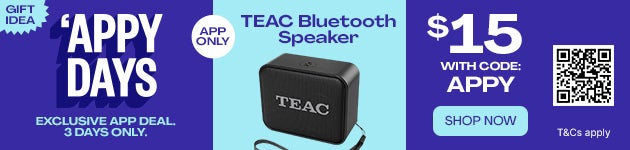 Appy Days! App-Exclusive deal 3 days only: TEAC Bluetooth Speaker $15 with code APPY2 - SHOP NOW