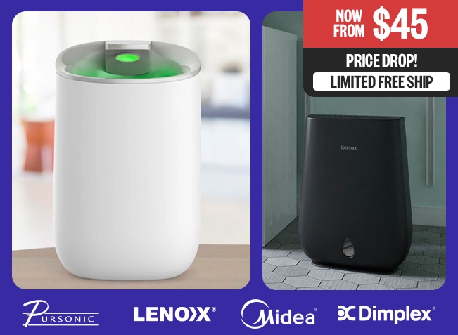 Now From $45 - Price Drop! - Limited Free Ship - Pursonic Logo - Lenoxx Logo - Midea Logo - Dimplex Logo