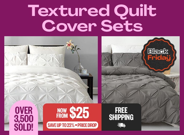 Textured Quilt Cover Sets - Now From $25 - Save Up To 23% - Price Drop - Over 3,500 Sold! - Free Shipping - Black Friday Badge