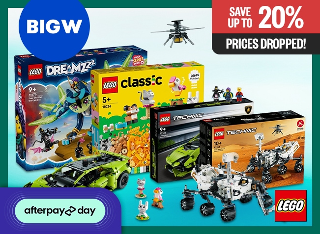 APD: Prices Dropped! | Save Up To 20% | Logo: BigW, LEGO