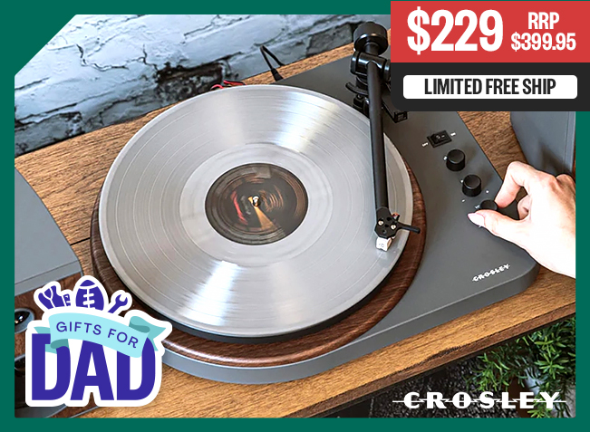 RRP $399.95 | $229 | Limited Free Ship | Crosley logo | Badge: Father's Day