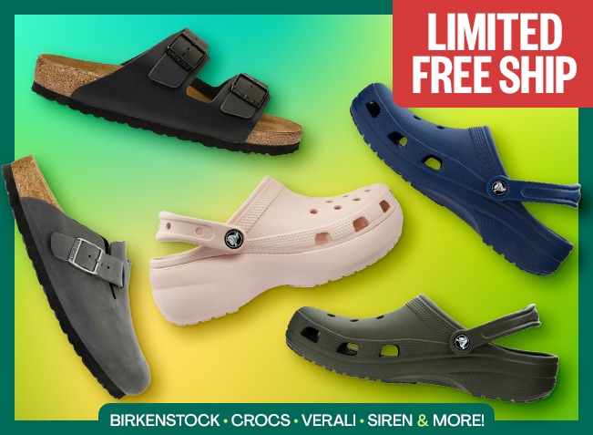 Limited Free Ship | Brands: Birkenstock, Crocs, Verali, Siren & More!