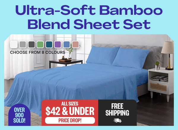 Ultra Soft Bamboo Blend Sheet Set | Price Drop! | All Sizes $42 & Under | Free Shipping | Badge: Over 900 Sold! | *Colour swatches: Choose From 8 Colours