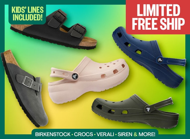 Limited Free Ship | Brands: Birkenstock, Crocs, Verali, Siren & More! | Badge: Kids' Lines Included!