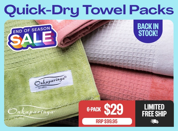 Range | 6-Piece Quick-Dry Towel Packs