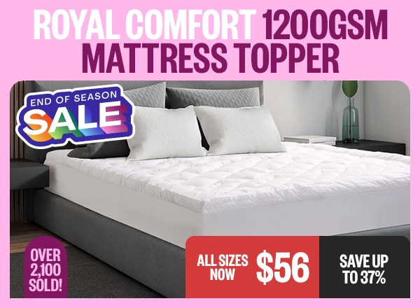 Royal Comfort 1200GSM Mattress Topper - EOS: All Sizes Now $56 | Save Up To 37% | Badge: Over 2,100 Sold!