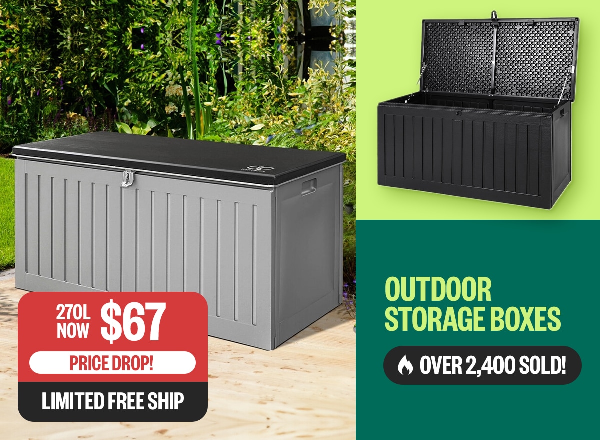 Outdoor Storage Boxes | Price Drop! | 270L Now $67 | Limited Free Ship | Badge: Over 2,400 Sold! 