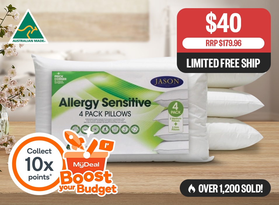 #Jason Allergy Sensitive Pillow 4-Pack | RRP $179.96 | $40 | Logos: Australian Made | Limited Free Ship | Badge: Over 1,200 Sold! | Badge: BYB