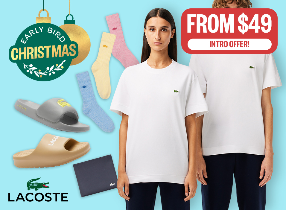 Intro Offer! | From $49 | Logo: Lacoste | Badge: Early Bird Christmas