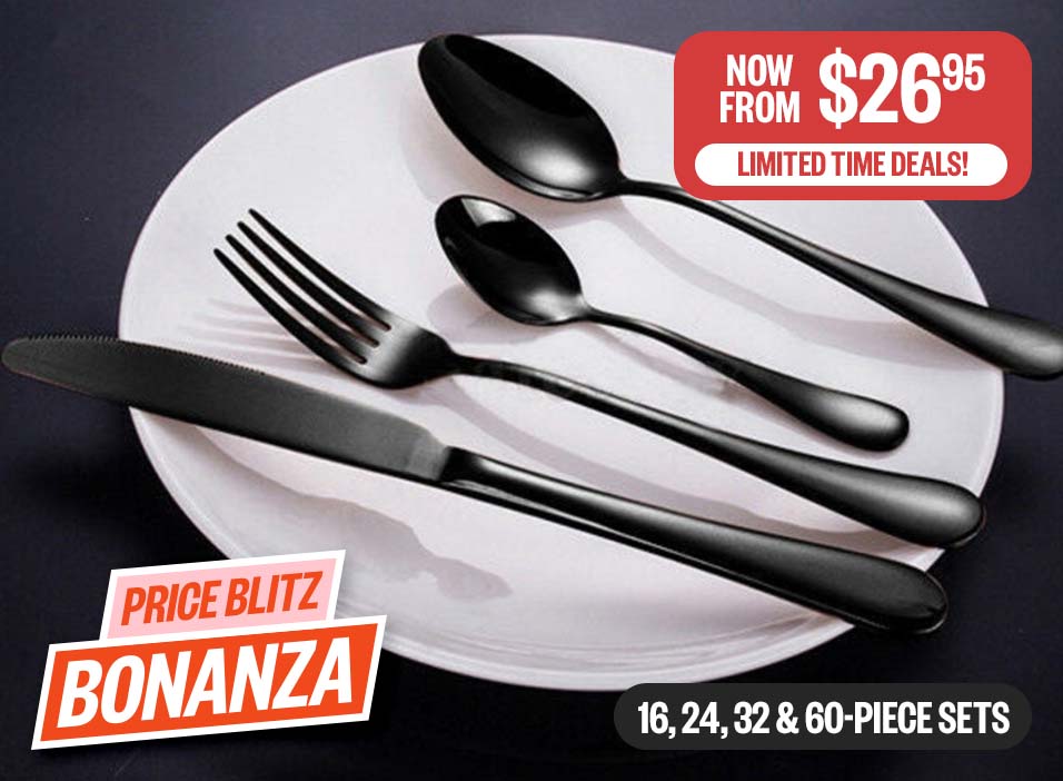 Stainless Steel Cutlery Sets | Price Drop! | Now From $26.95 | Badge: Choose From 16, 24, 32 & 60-Piece Sets  | Badge: Price Blitz Bonanza