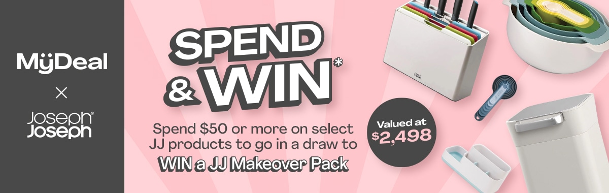 Spend $50 or more on select Joseph Joseph products for a chance to win a Josph Joseph Makeover Pack, Valued at $2498