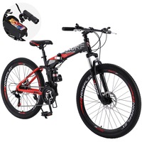 NORFLEX 26" Folding Mountain Bike Shimano 21Speed Foldable Disc Brake Suspension