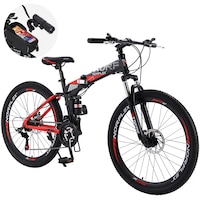 NORFLEX 26" Folding Mountain Bike Shimano 21Speed Foldable Disc Brake Suspension