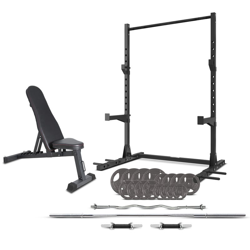 CORTEX SR3 Squat Rack with 90kg Standard Tri-Grip Weight Bar and Bench Set
