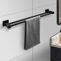 ACA 60CM Bathroom Square Double Towel Rail Rack Towel holder Stainless Steel 304 Black