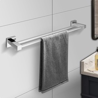 ACA 60CM Bathroom Square Double Towel Rail Rack Towel holder Stainless Steel 304 Silver
