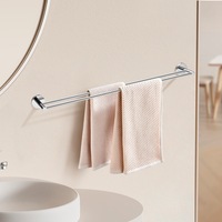 ACA 80CM Cut to Size Chrome Bathroom Wall Double Towel Rack Rail Ring Stainless Steel Round