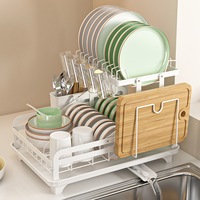 ACA White Kitchen Sink Dish Rack Cup Plates Drying Drainer Rack Storage 2 Tier