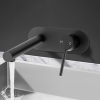 ACA Round Black Basin Wall Mixer Tap Bath Spout WELS 6Star 4L/M