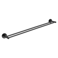 ACA Bathroom Round Double Towel Rack Towel Rail Black 800mm Cut to Size