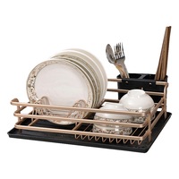 ACA Gold & black Kitchen sink Dish Rack Cup Plates Drying Drainer Rack Storage 1 Tier