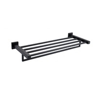 ACA Bathroom Square Towel Shelf Towel Rack Rail Holder Black 600mm