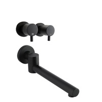 ACA Wall Swivel Bathtub/Vanity Water Spout with 1/4 Turn Taps Round Black