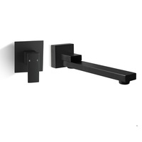 ACA Swivel Bath Spout with Wall Mixer Tap Set Black Square Watermark