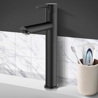 ACA Round Bathroom Taps Tall Basin Mixer Tapware Faucet Brass WELS Matte Black