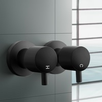 ACA Wall Mounted Round 1/4 Turn Shower/Water Spout Hot Cold Taps Black