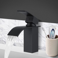 ACA Square Bathroom Taps Basin Mixer Tap Vanity Sink Brass Waterfall Black WELS 6Star 4L/M