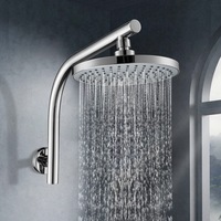 ACA WELS Round 8" ABS Plastic Rainfall Shower Head Gooseneck Wall Arm Chrome