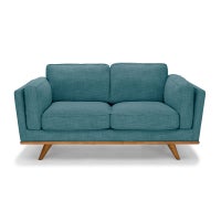 2 Seater Sofa Teal Fabric Lounge Set for Living Room Couch with Wooden Frame