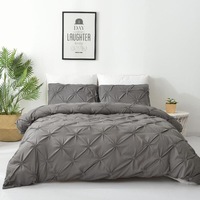Diamond Embroidery Pintuck Quilt/Duvet Cover Set-Stone
