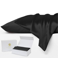 Set of 2 Luxor Crown Mulberry Silk Pillowcases-Black