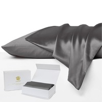 Set of 2 Luxor Crown Mulberry Silk Pillowcases-Grey