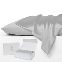 Set of 2 Luxor Crown Mulberry Silk Pillowcases-Silver