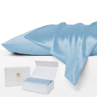 Set of 2 Luxor Crown Mulberry Silk Pillowcases-Sky