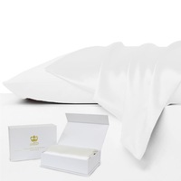 Set of 2 Luxor Crown Mulberry Silk Pillowcases-White