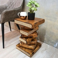 MANGO TREES "Book Stack" Raintree Wood Side Table/Corner Stool/Planet Stand