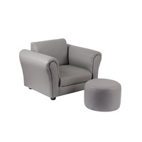 Hacienda Kids Grey Couch Sofa Chair w/ Footstool in PU Leather