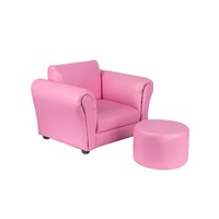 Hacienda Kids Pink Couch Sofa Chair w/ Footstool in PU Leather